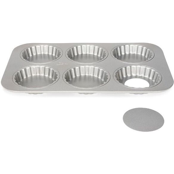 Moule 6 tartelettes 10 cm à fond amovible - Silver Top