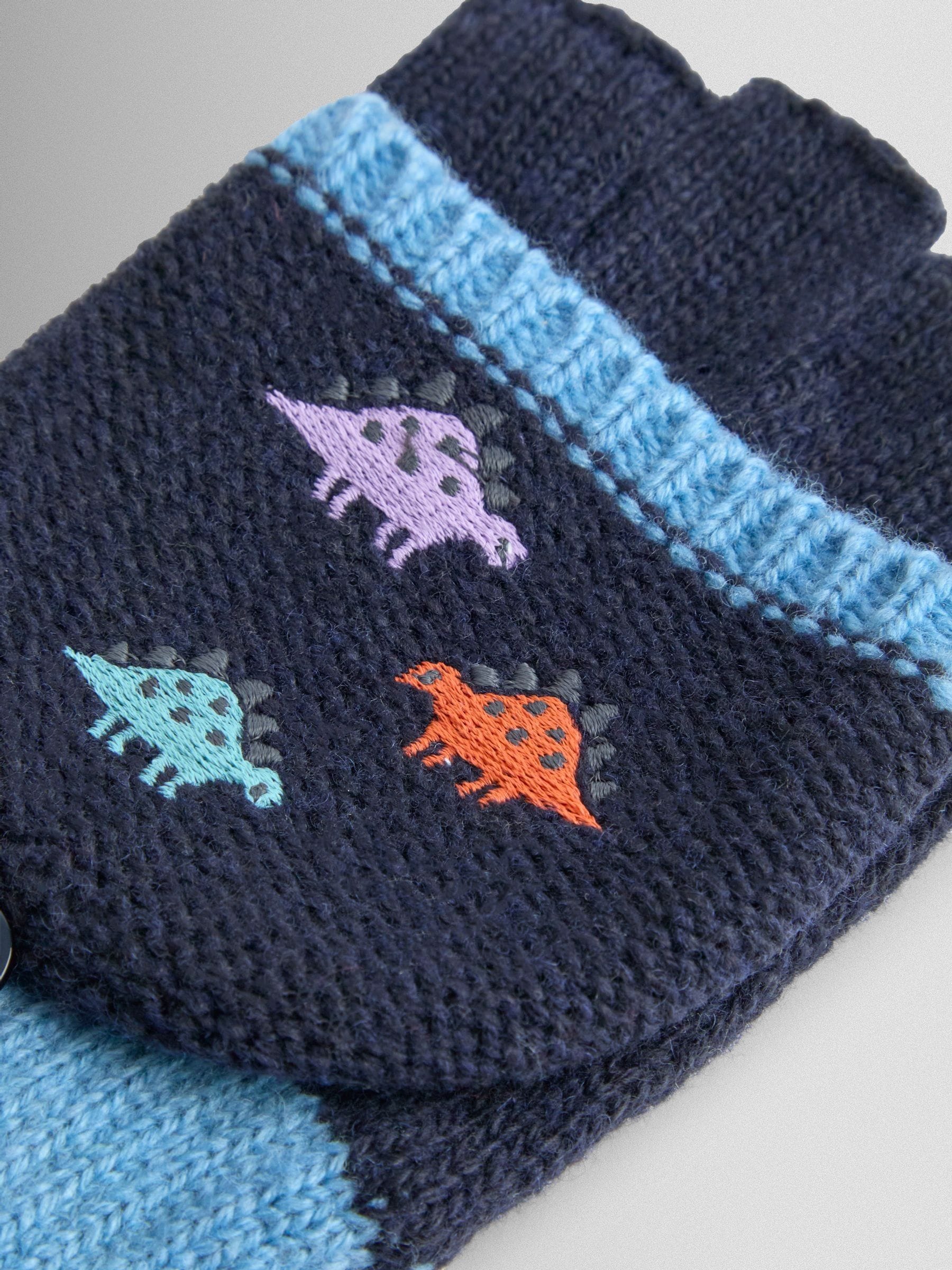 Kiezelkleurig dinosaurus - JoJo Maman Bébé - Wanten met fleecevoering