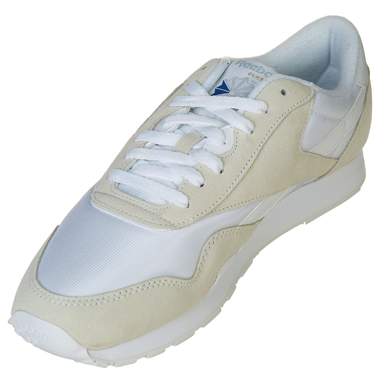 Reebok Baskets en Velours de Cuir & Textile Classic Nylon blanc/gris clair
