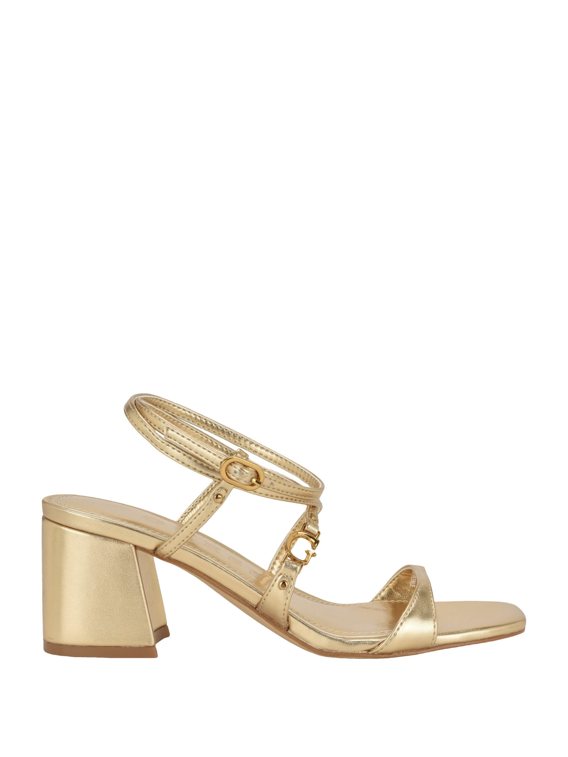 Galeon Sapatos de Salto Bloco Metálicos com Tiras