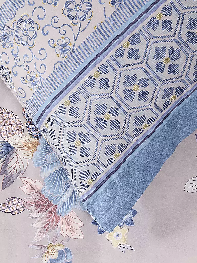 BASSETTI Satin Bettwäsche HANAMI 70x90cm/140x200cm Blau hellblau