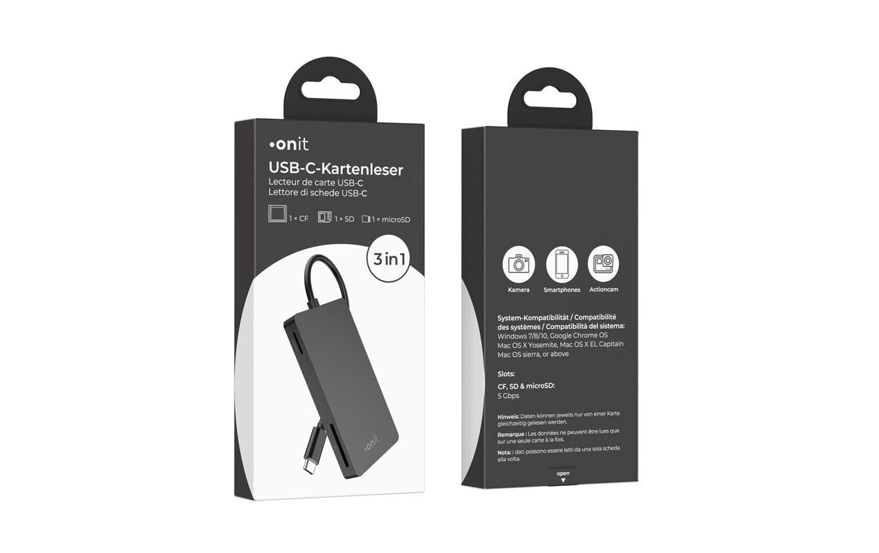 Card Reader Extern USB-C 3-in-1Speicherkartenleser mit drei Slots