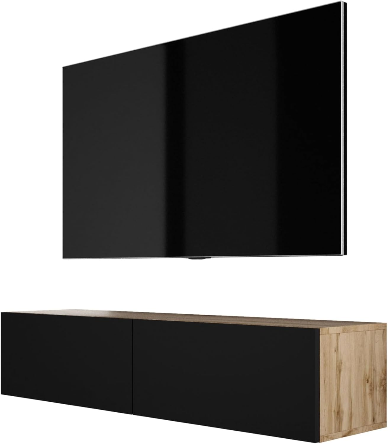 3E 3xE living.com TV-Lowboard - Farbe: Schwarze Wotan-Eiche, A: 140x32x34 cm (BxTxH)