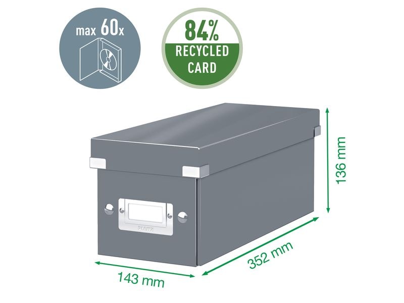 Leitz Aufbewahrungsbox 30 CD-Hüllen, Schwarz Zusammenfaltbare Aufbewahrungslösung für CDs, schwarz