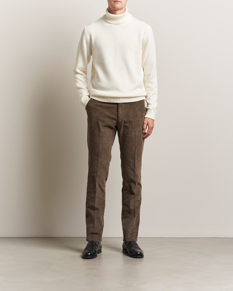 Incotex Slim Fit Baby Corduroy Trousers Taupe