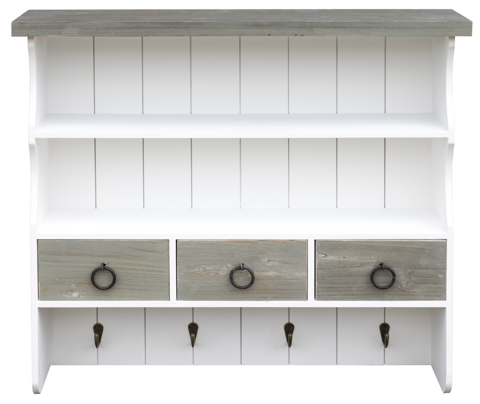 Wandgarderobe - weiß - mit 3 Schubladen