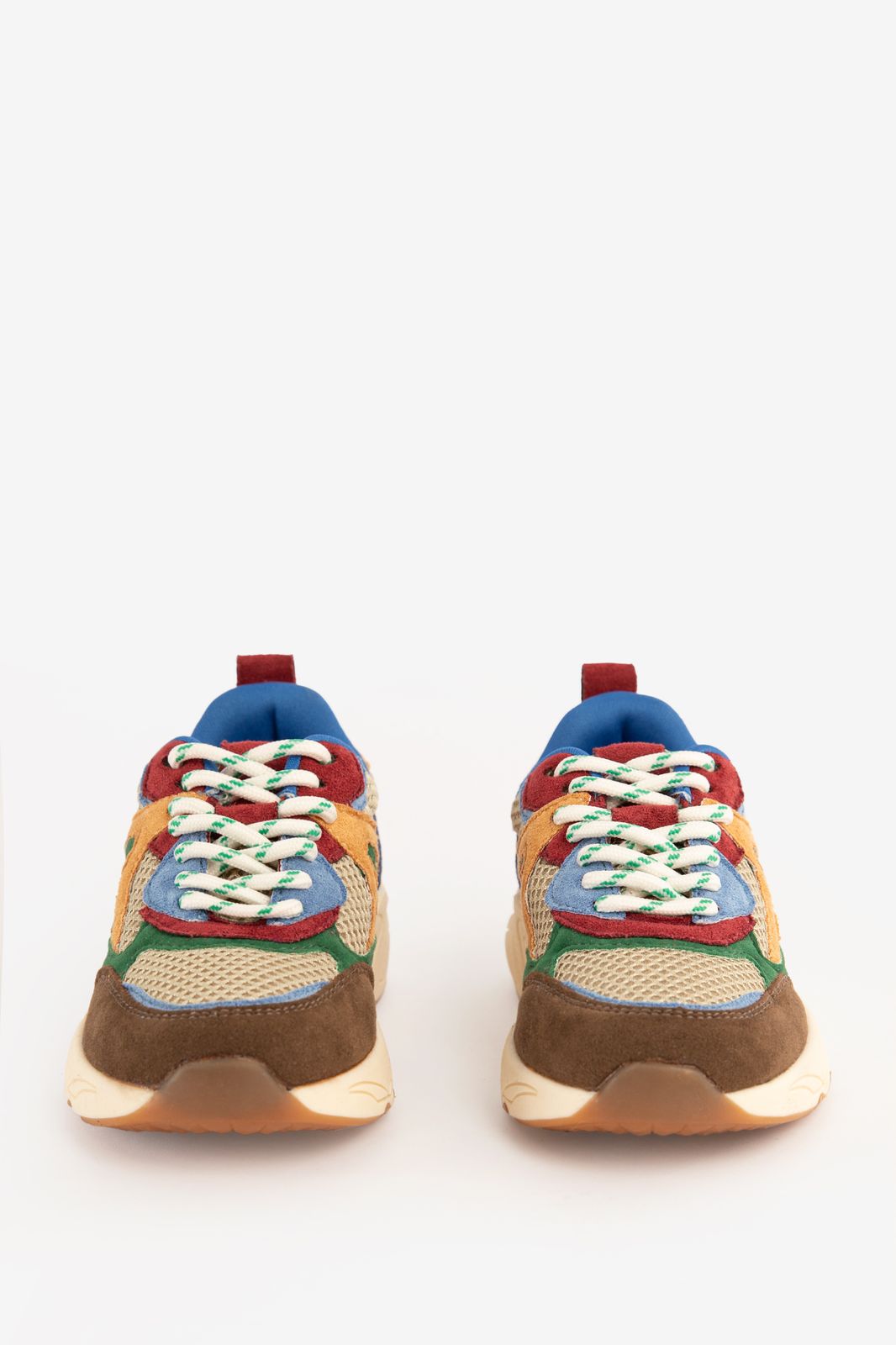 Multicolour sneakers met bruine details