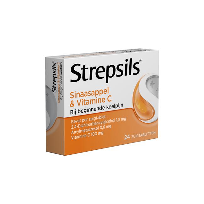 Strepsils Sinaasappel & Vitamine C Zuigtabletten 24 Stuks