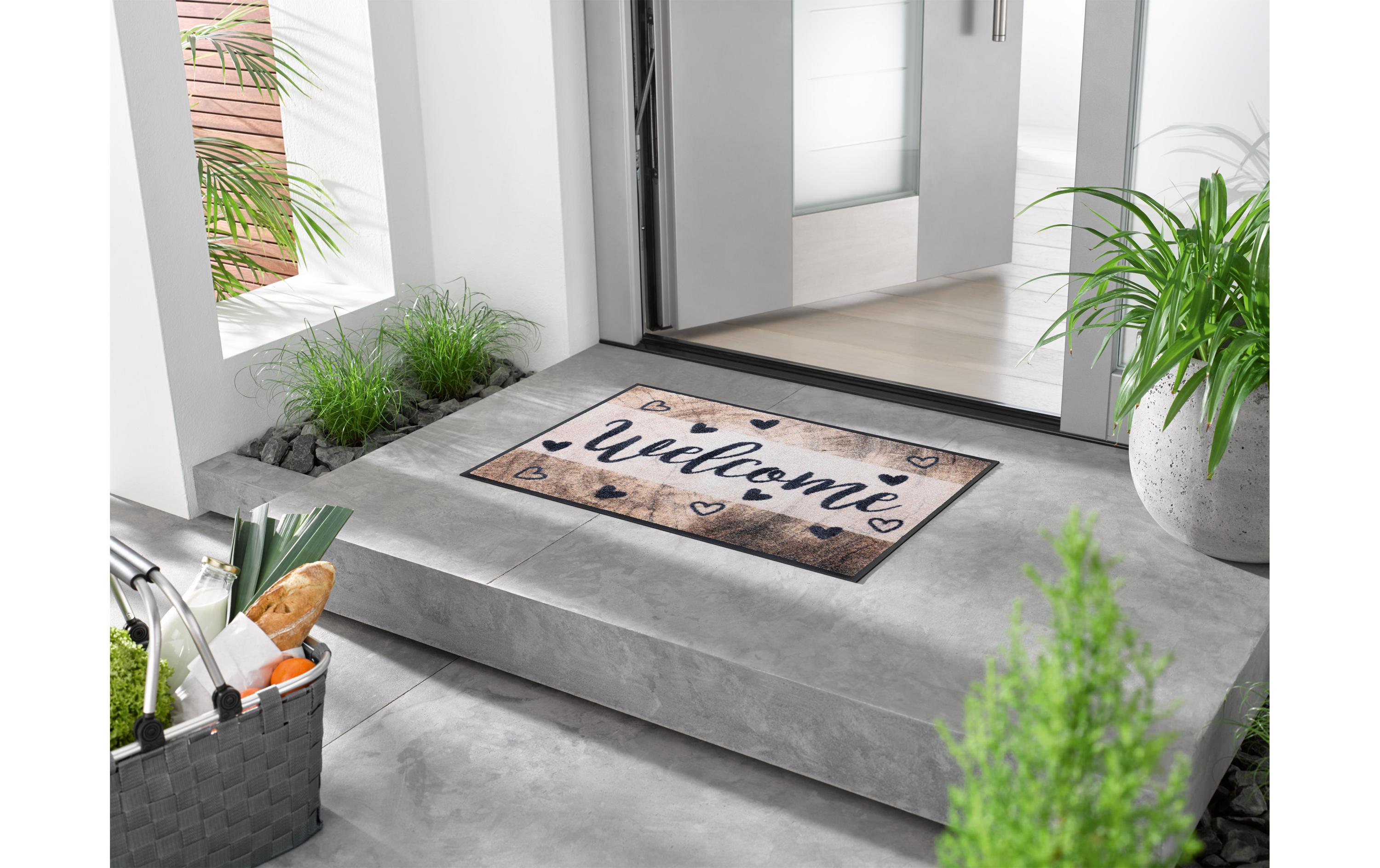 Fussmatte Wooden Welcome 50 x 75 cmPflegeleichte und rutschfeste Schmutzfangmatte