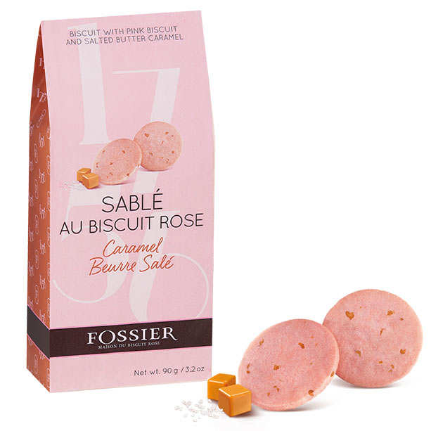 Sablés au biscuit rose au caramel au beurre salé - Maison Fossier