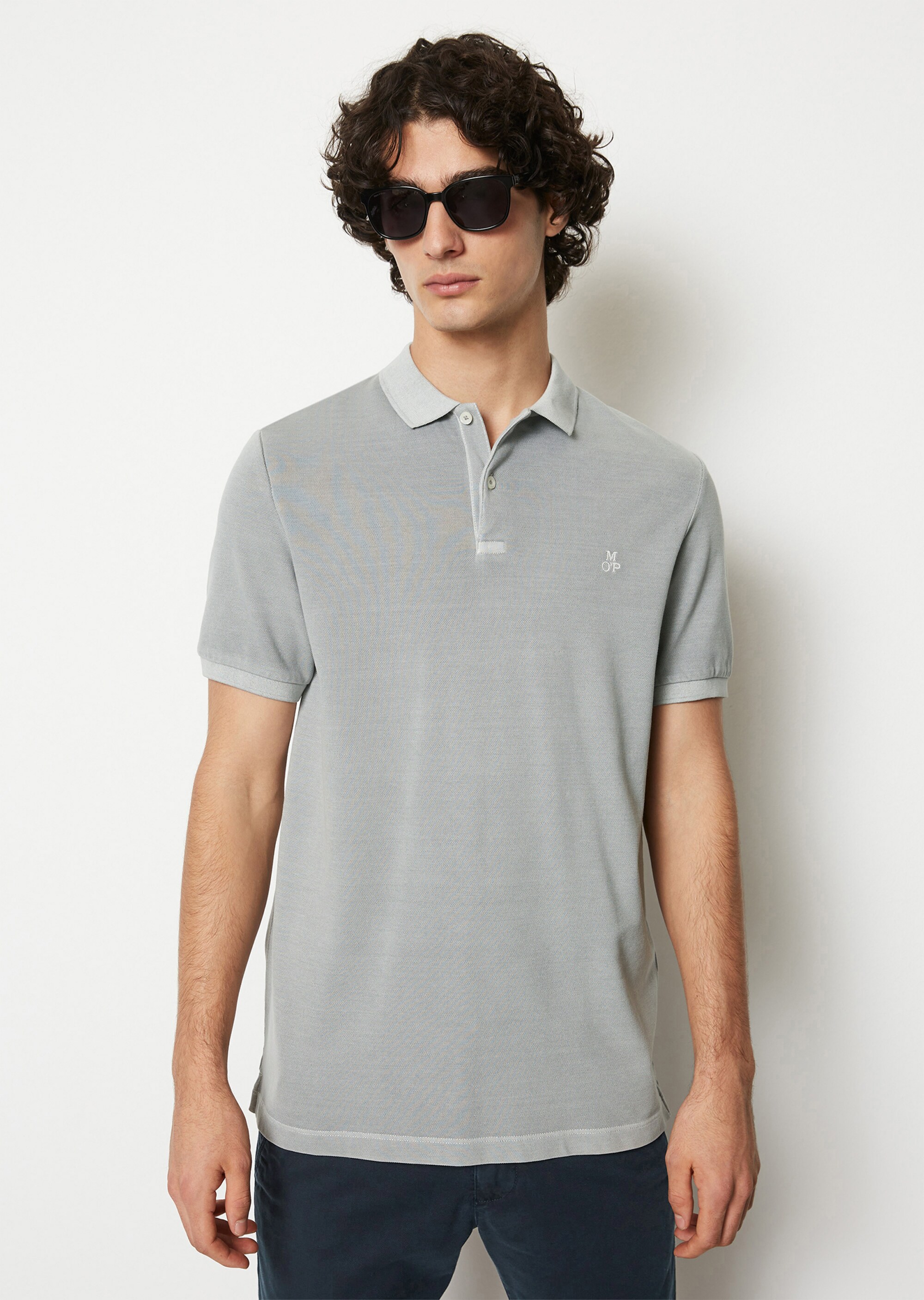 Kurzarm-Poloshirt Piqué shaped aus Organic Cotton-Stretch