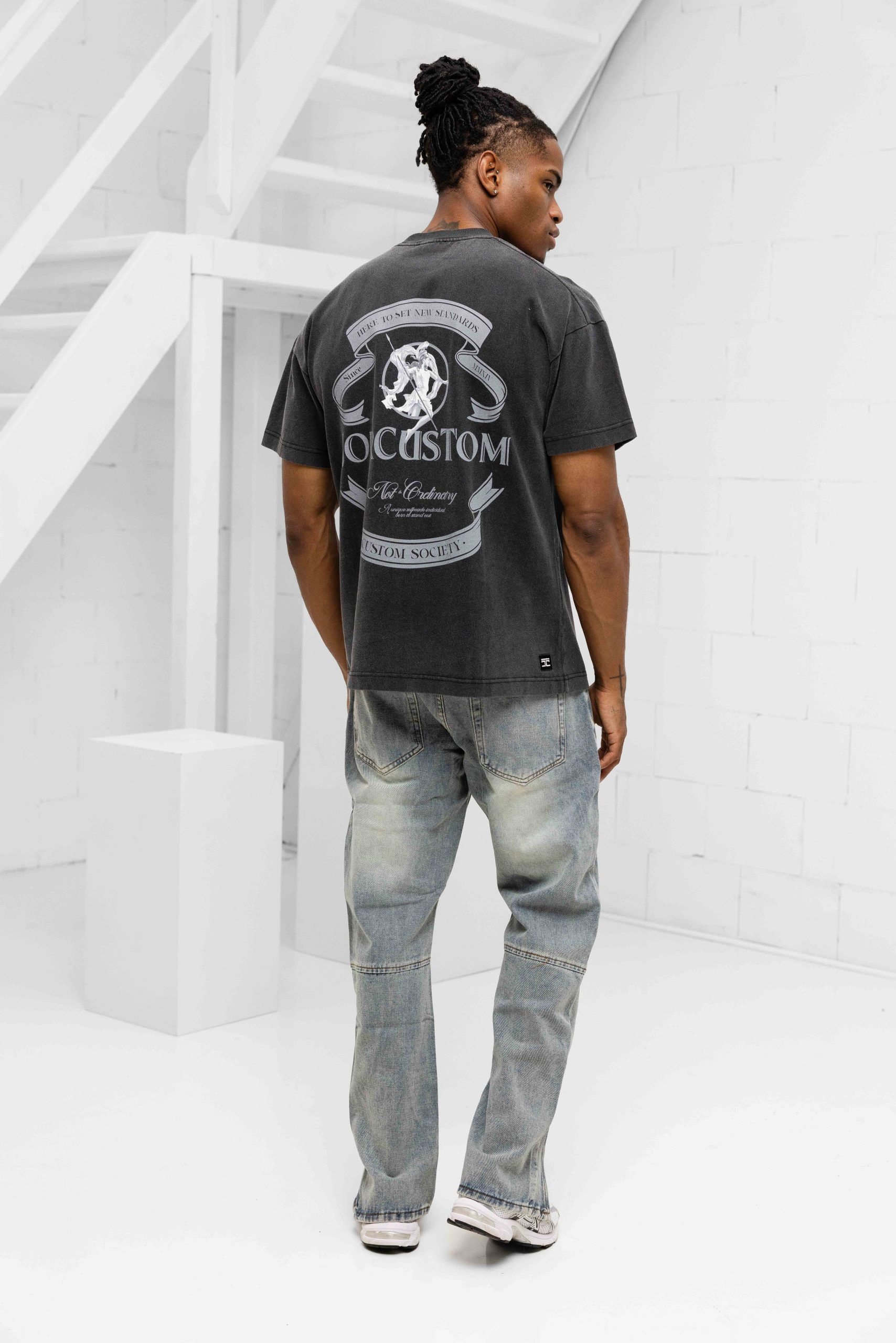 Jorcustom Ribbon Loose Fit T-Shirt Heren Grijs