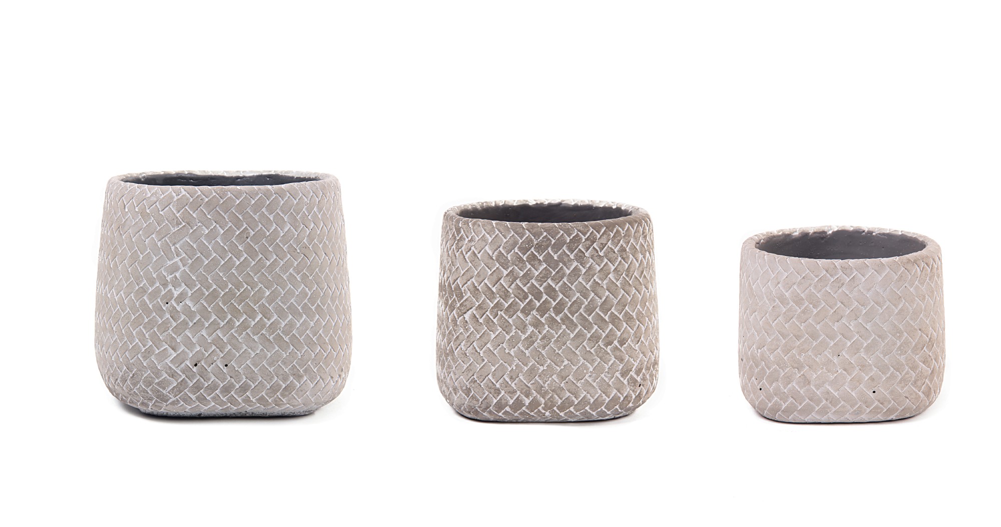 Übertopf 'Tissage' M, grau, white-wash, Ø 14,5 cm, H 13 cm günstig bestellen