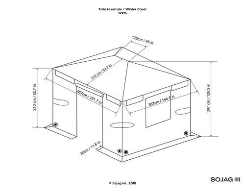 SOJAG winterhoes voor paviljoen 12x16 grijs