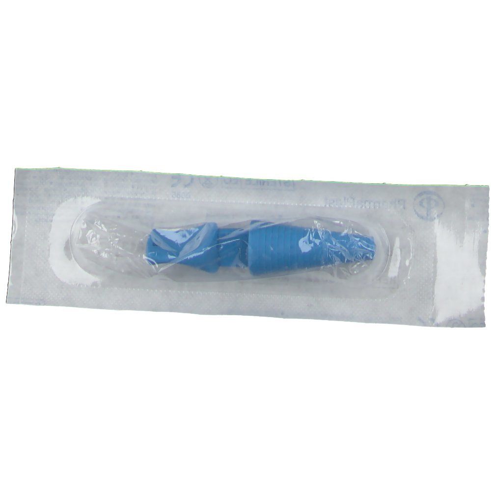 Katheterstöpsel geriffelt aus Kunststoff steril blau