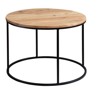 Couchtisch rund Ø 60 cm Schwarz/ Akazie massiv