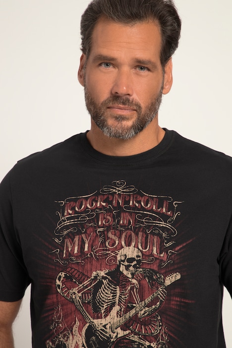T-Shirt, Halbarm, Skelett Print, Rundhals