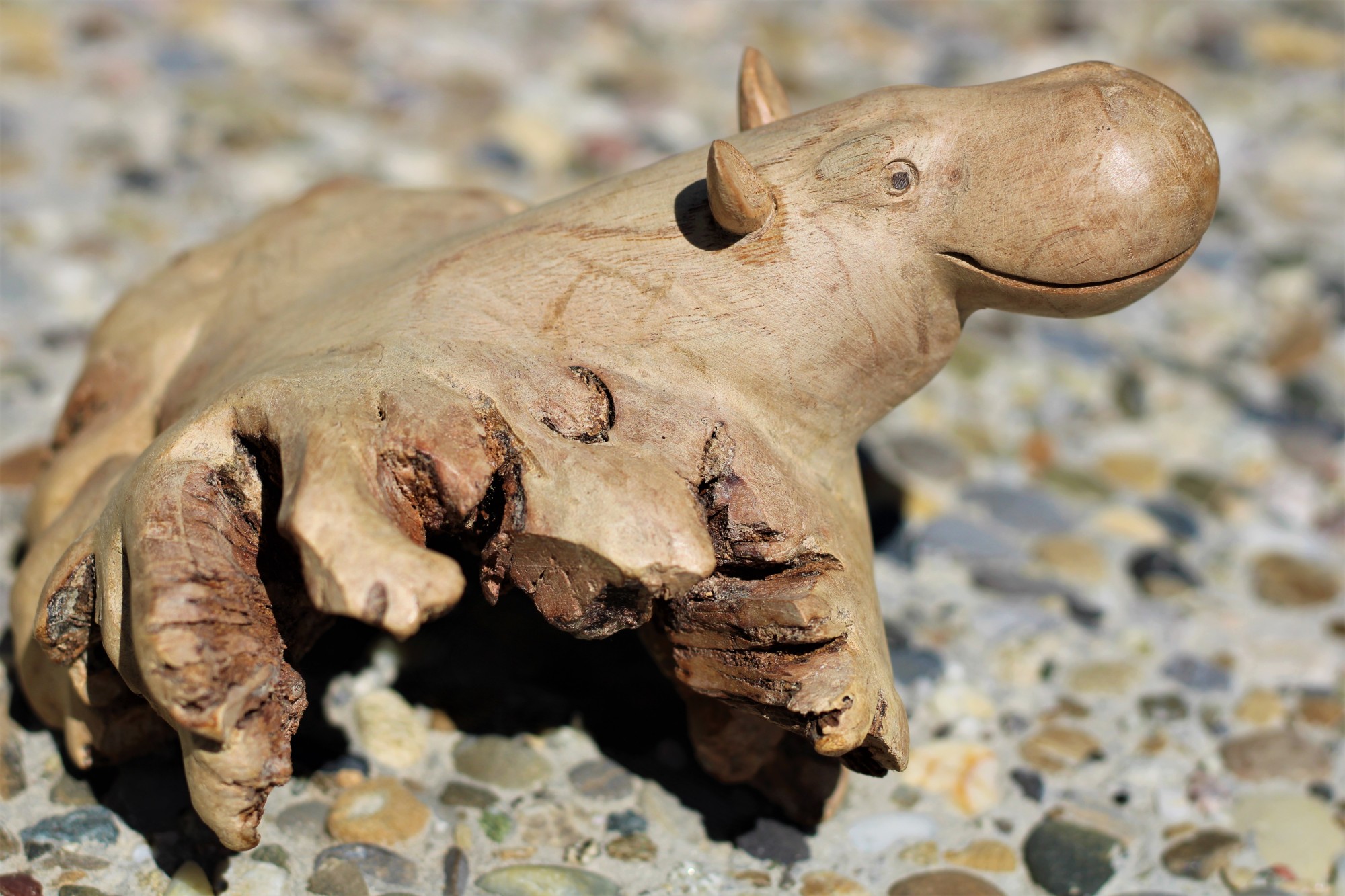 Nilpferd, Parasite Wood, ca. B 16 cm, H 10 cm, T 20 cm von fischer's lagerhaus