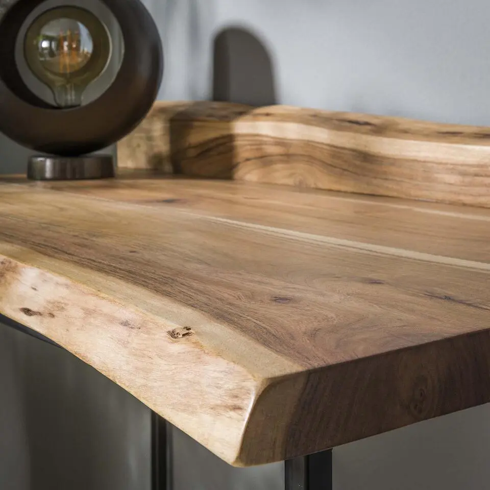 Hoyz - Bureau Live Edge - 110x60x76 - Hout - Metaal Onderstel - Bruin
