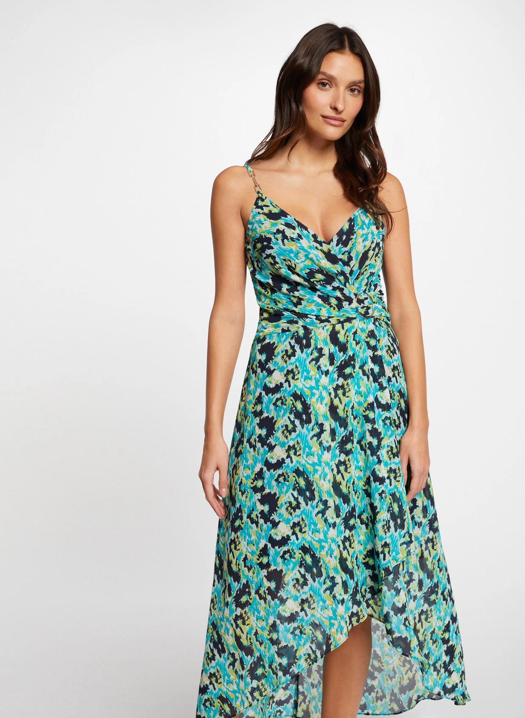 REUILLA - Robe longue ceinturée à bretelles | Vert