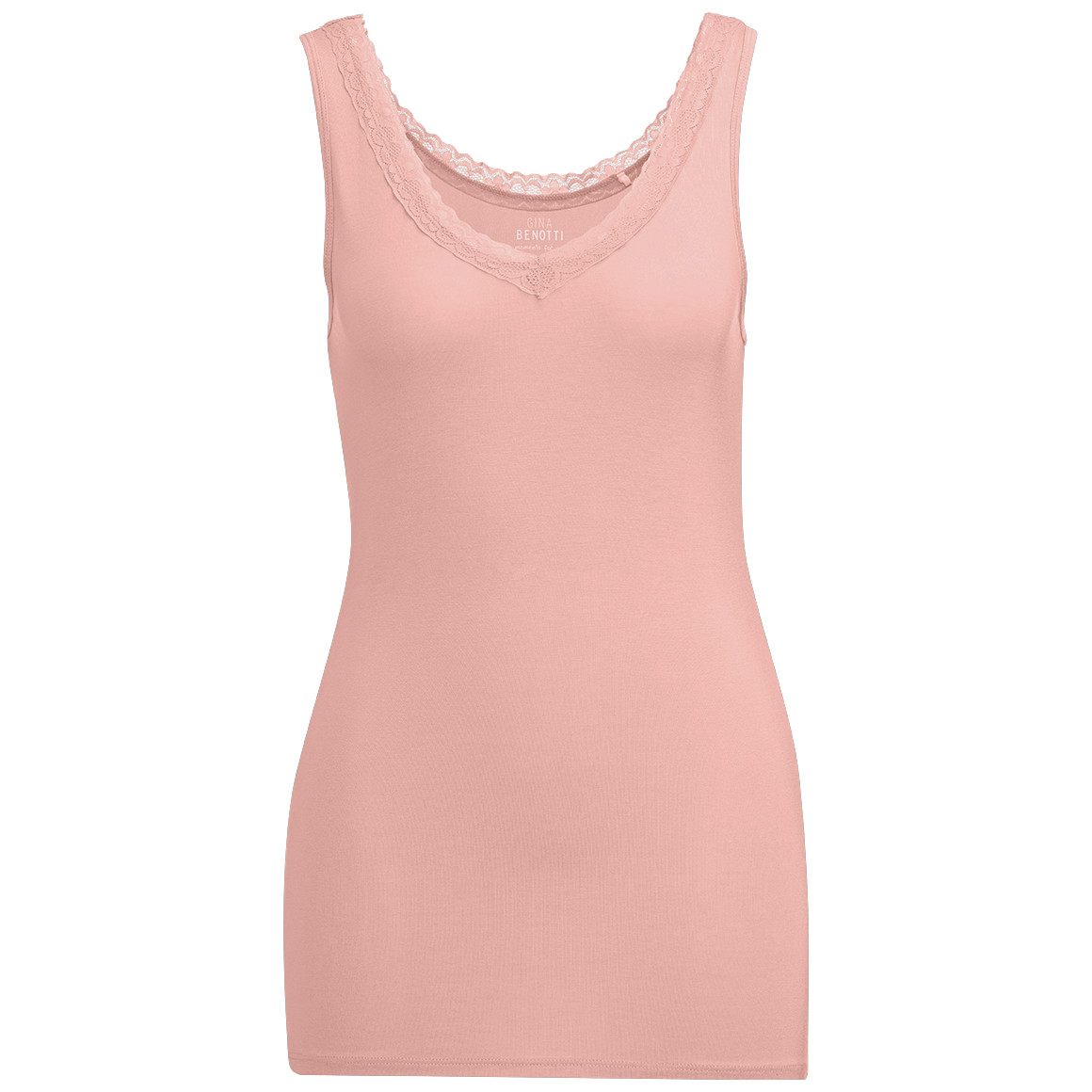 Gina Benotti 2 Damen Unterhemden mit Spitze weiss / rosa