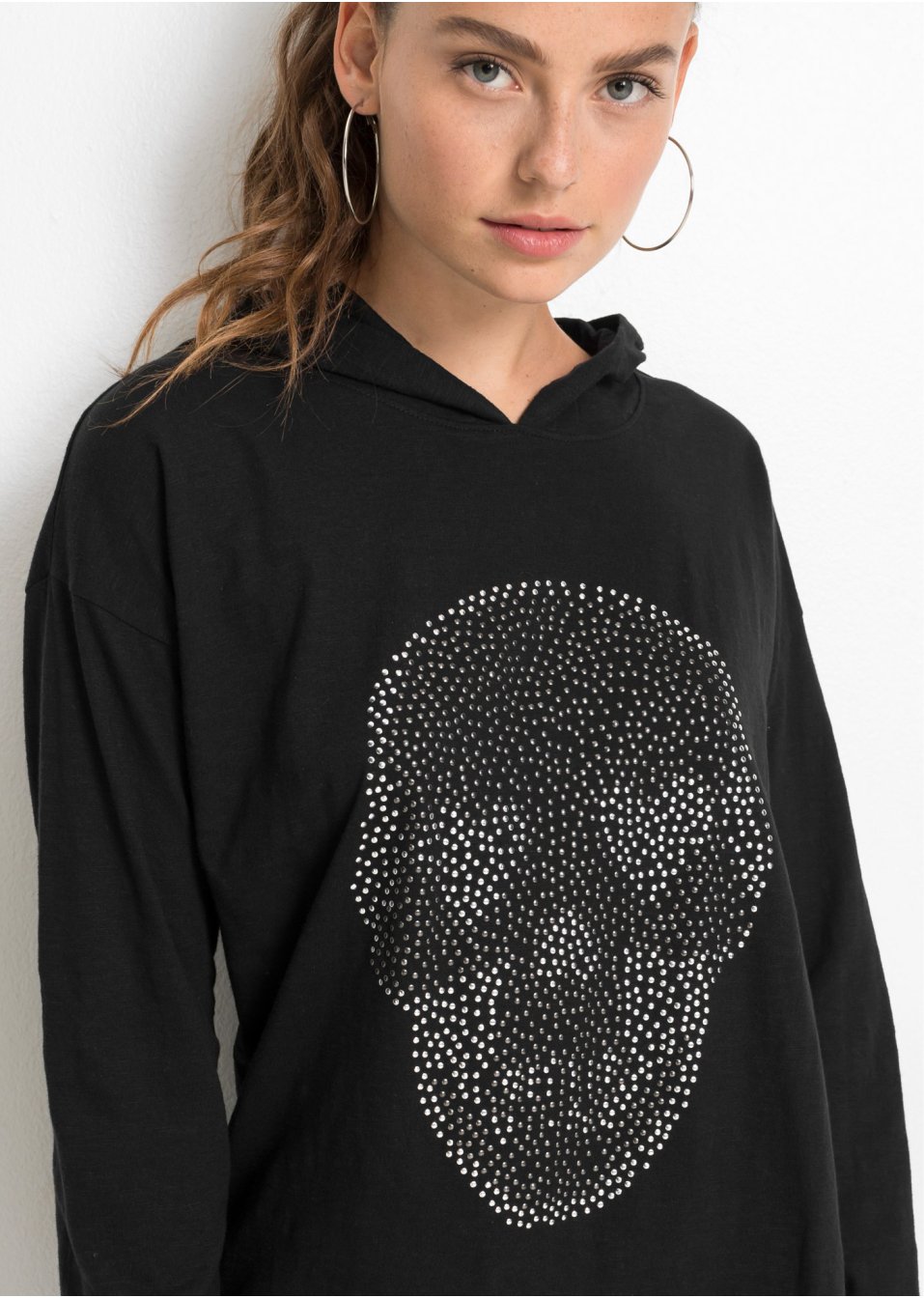 T-shirt long oversize à capuche