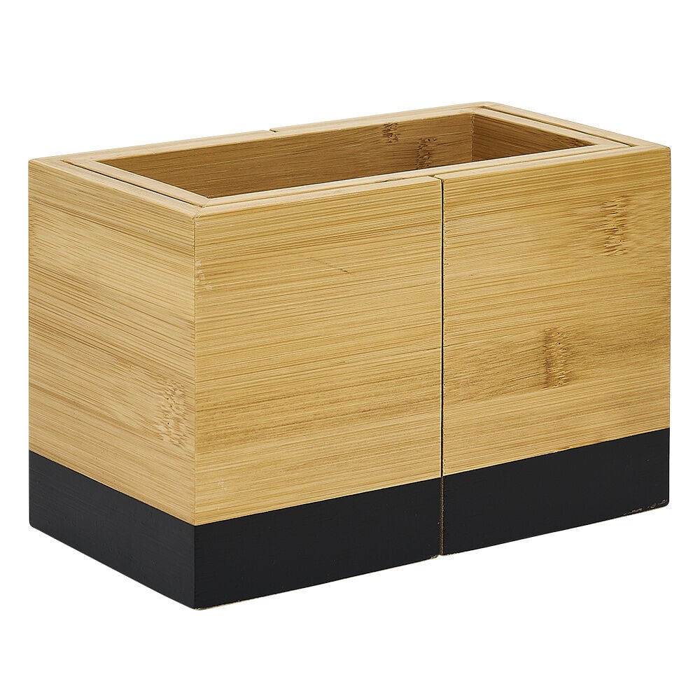 Range ustensile extensible bambou naturel et noir L18/29x10xH12cm
