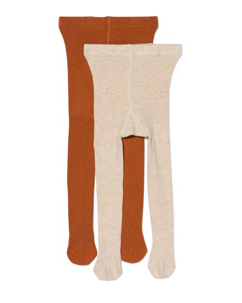 2 paires de collants épais bébé côtelés beige