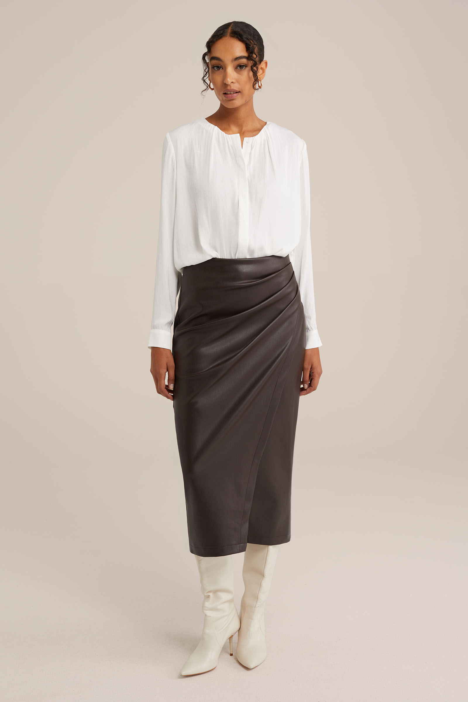 blouse met satijnen look WE Fashion Wit