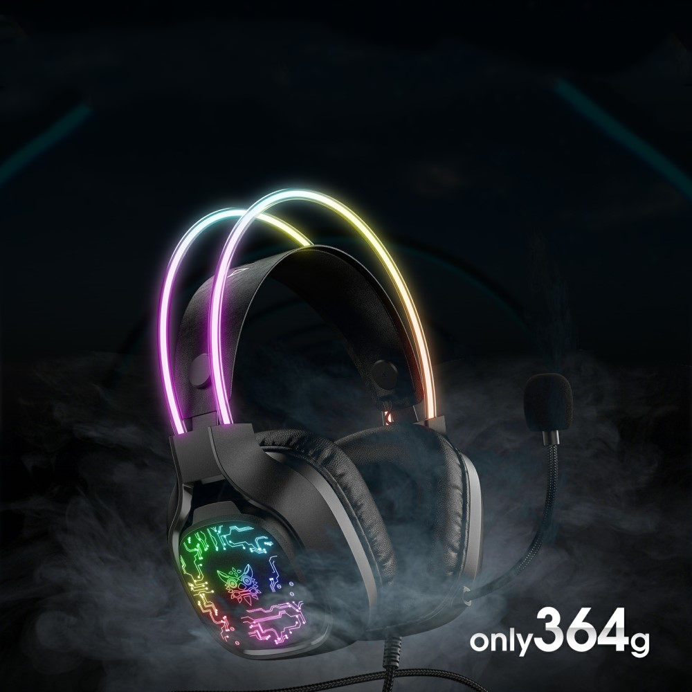 X22 Gaming USB Kopfhörer Over-Ear LED Stereo Headset mit Mikrofon   3.5mm Klinken Anschluss - Weiss