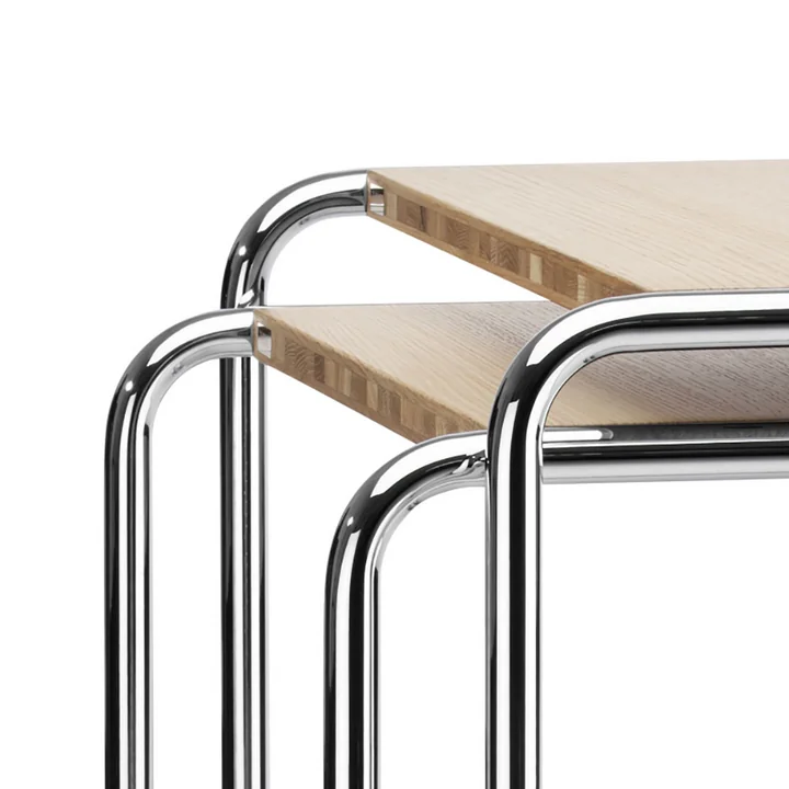 Thonet - B 97 a Satztisch, Chrom / Decklack reinweiss (RAL 9010)