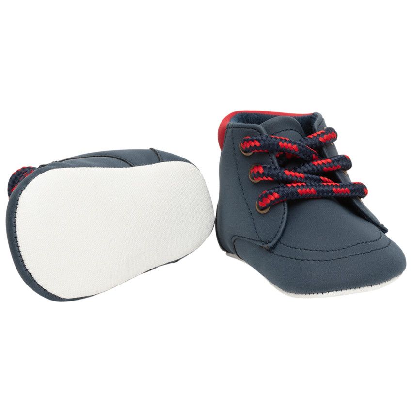 Bottillons souples bleu marine pour bébé garçon à lacets - Bleu marine