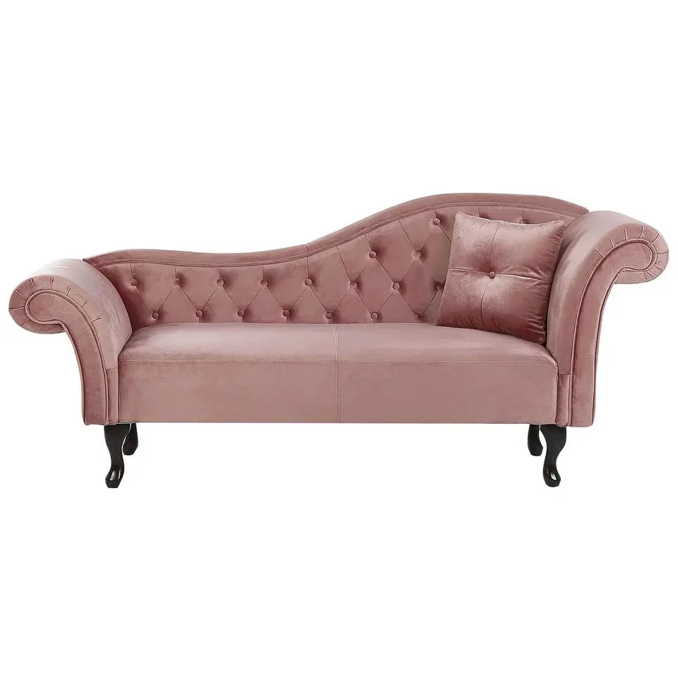 LATTES - Chaise longue - Roze - Rechterzijde - Fluweel