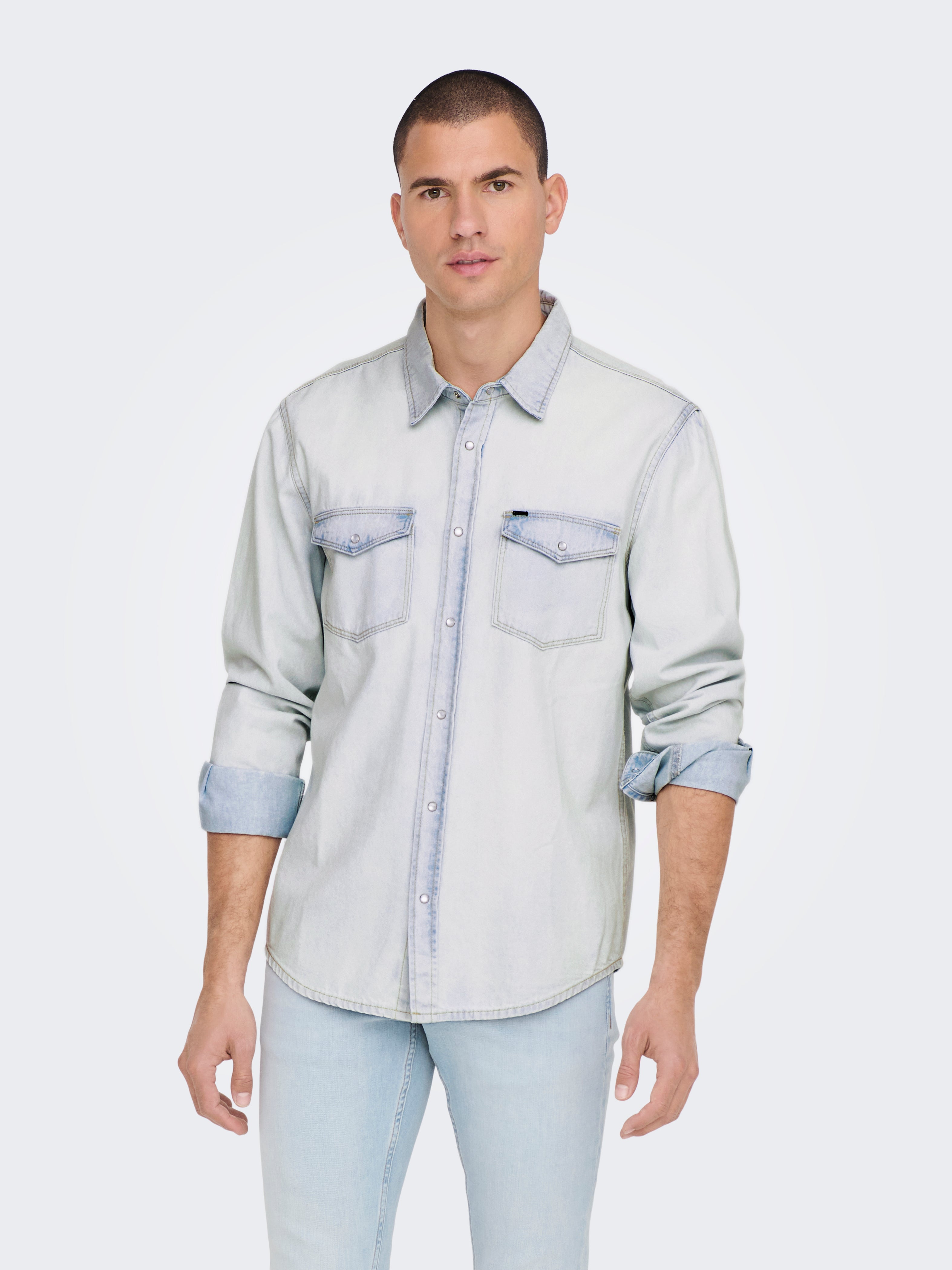 ONSBANE Jeanshemd Light Blue Denim