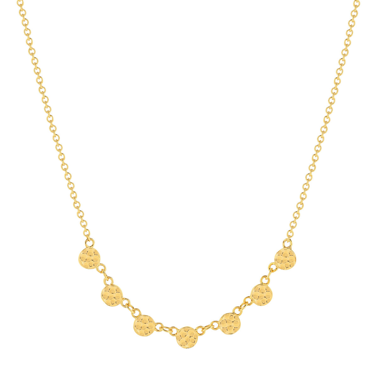 Collier plaqué or pastilles martellées 45 cm