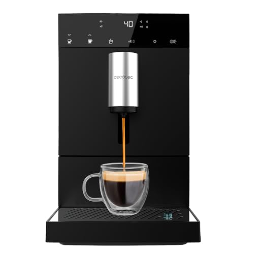 Cecotec Cafetière Superautomatique Compacte Cremmaet Compact. 1350 W, 19 Bars, Système de Chauffage par Thermobloc, Réservoir de 150 g de Café avec Moulin Intégré et 1,1 L, Nettoyage Automatique : Cuisine et Maison