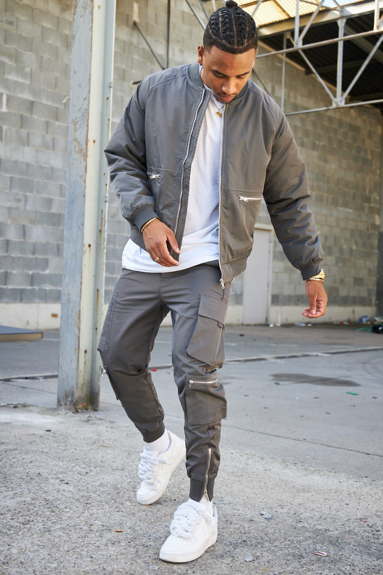 Ensemble 2 pièces bomber + pantalon gris