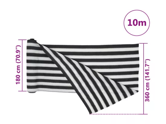 Filet brise-vue anthracite et blanc 3,6x10 m PEHD 75 g/m²