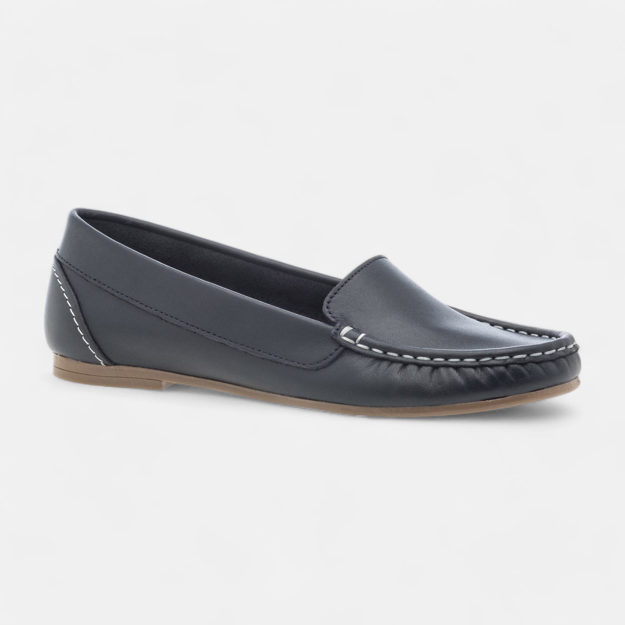 Mocassins Femme en cuir bleu marine