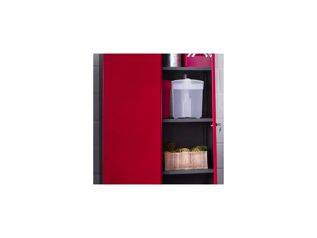 Armoire métallique rouge et noir Brico Hauteur 180 cm