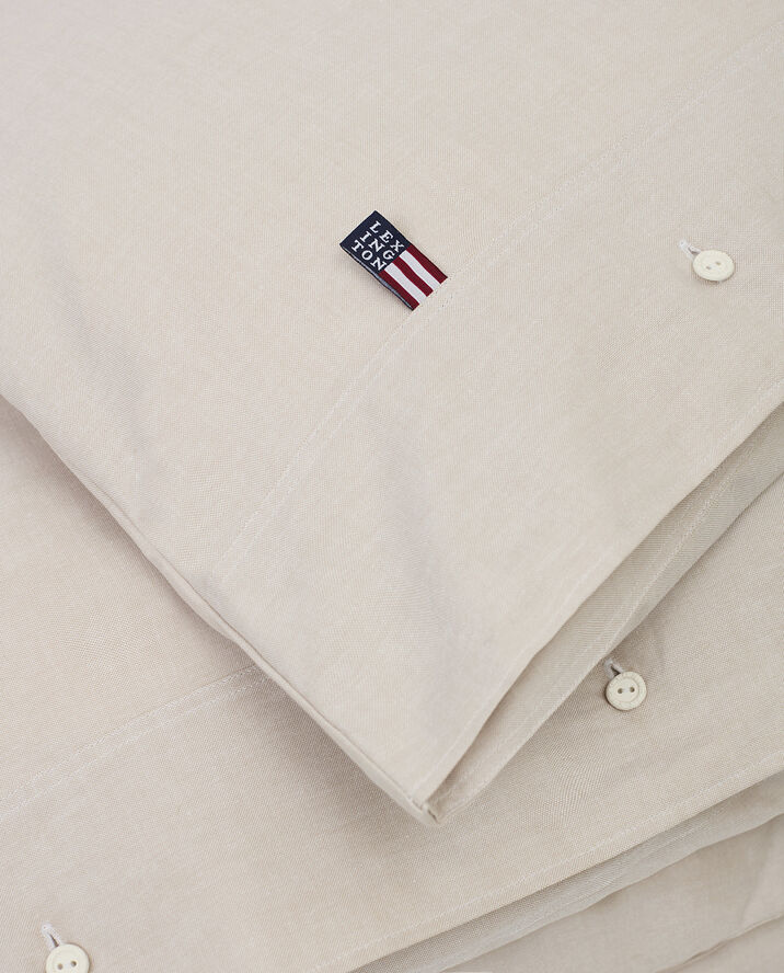 Lexington Pin Point Beige Cotton Duvet Cover Beige