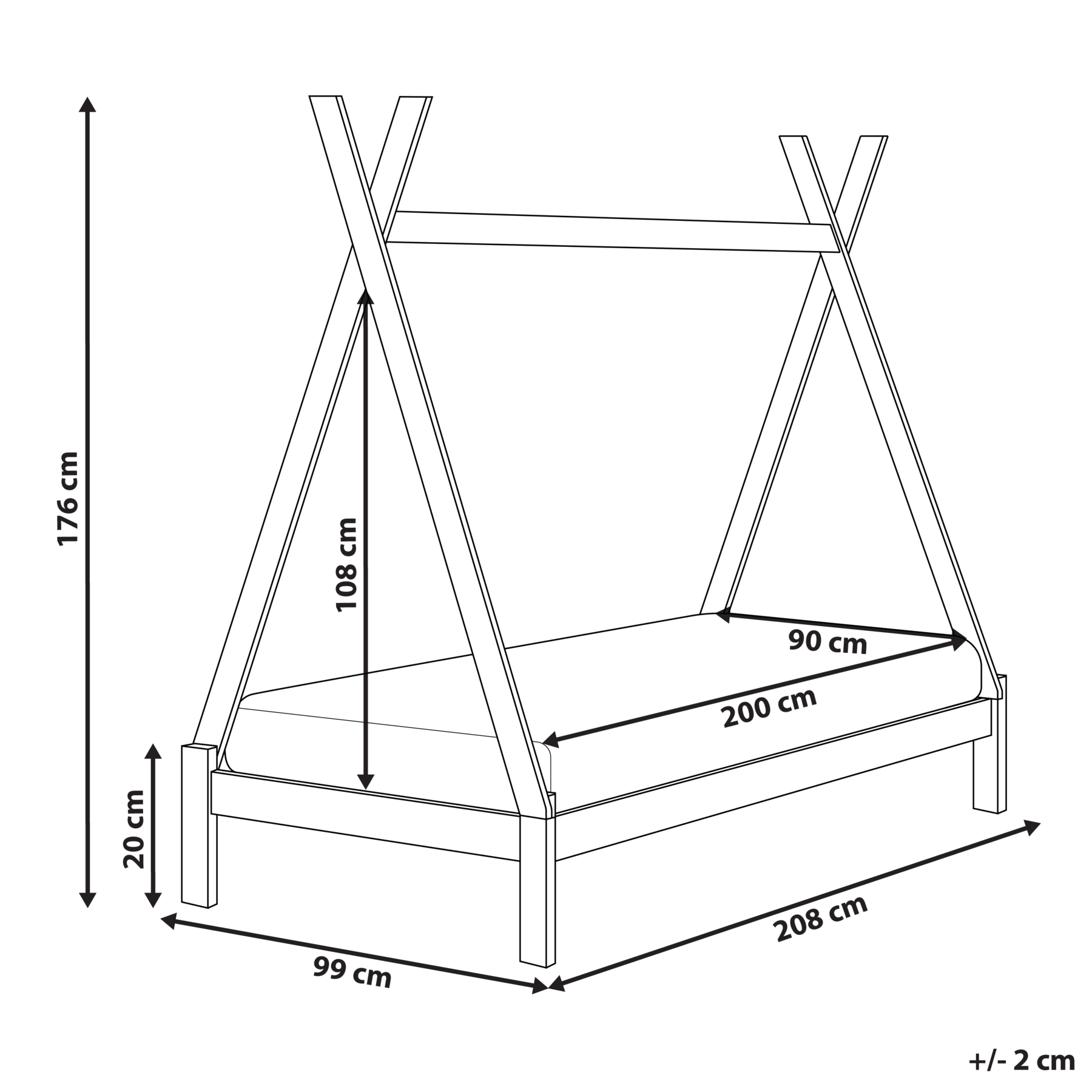 Beliani - DEVAY - Kinderbed - Lichtbruin - 90 x 200 cm - Grenenhout