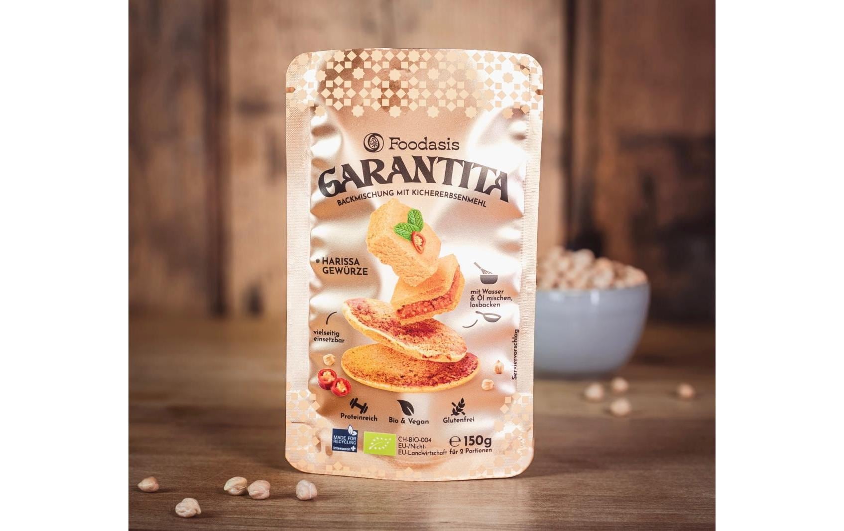 Backmischung Bio Garantita Harissa 150 gBackmischung mit Kichererbsenmehl