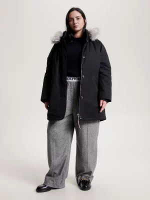 Parka acolchoada com capuz e forro de pele sintética Curve