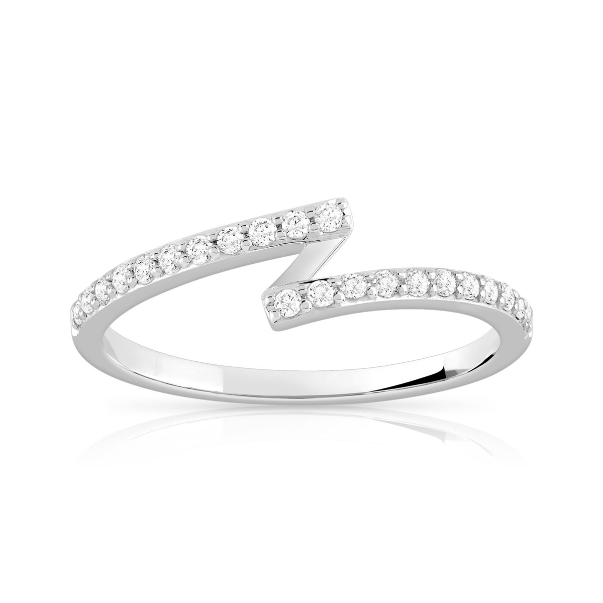 Bague or 375 blanc zirconia