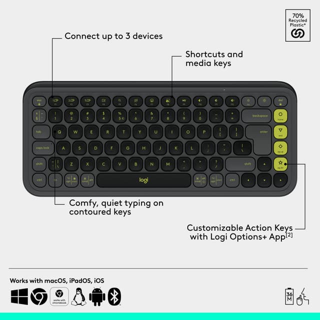 Logitech POP Icon tastatur og mus (grafit)