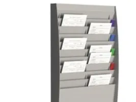 Brochureholder Paperflow® med 20 rum grå - til vægmontering