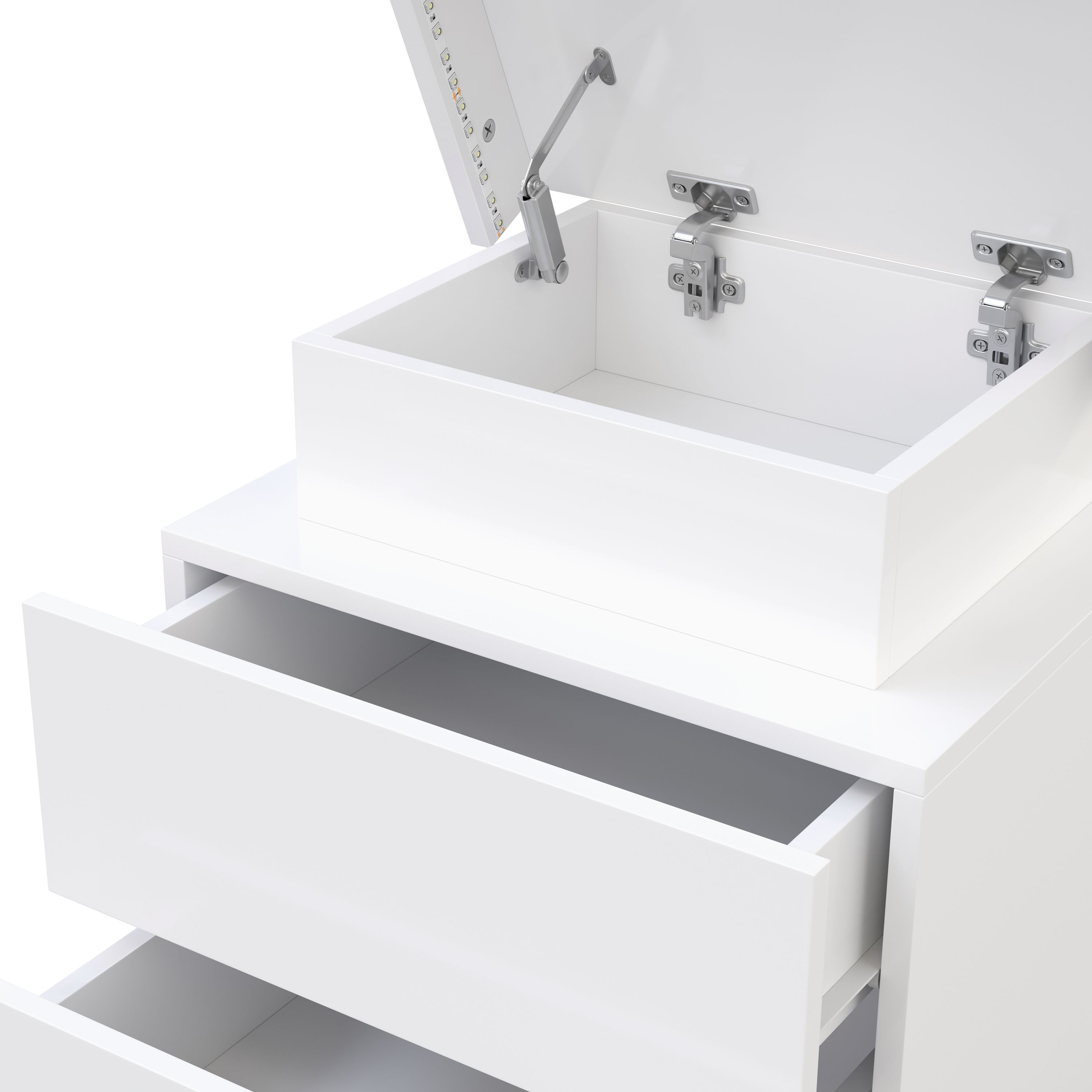 Nachttisch LED MOYA 2 Schubladen weiss