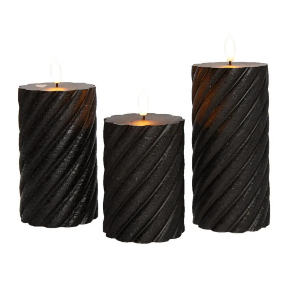 Anna Collection LED kaarsen - 3x - zwart -swirl -afstandsbediening