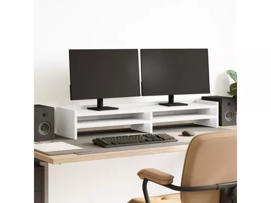 Support de moniteur blanc 100x24x16 cm bois d'ingénierie